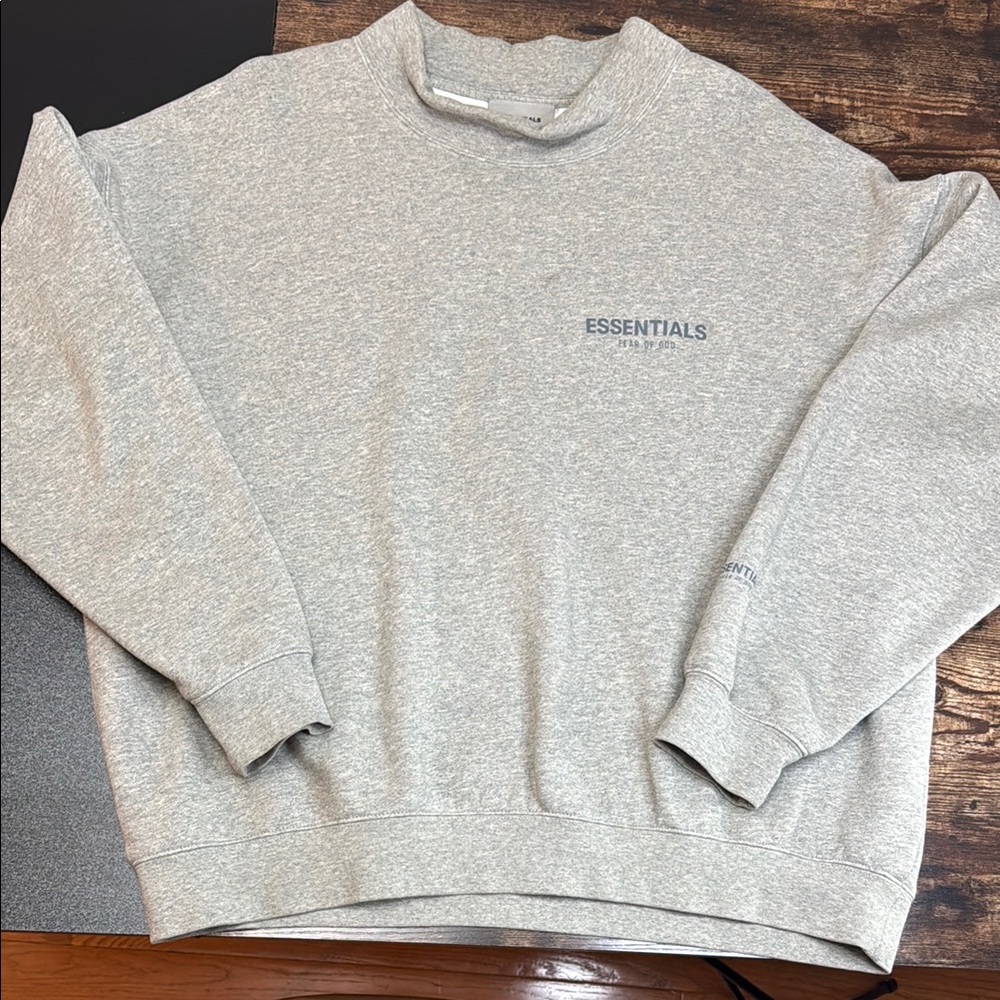 Essentials Light Gray Crewneck Sweater for Men